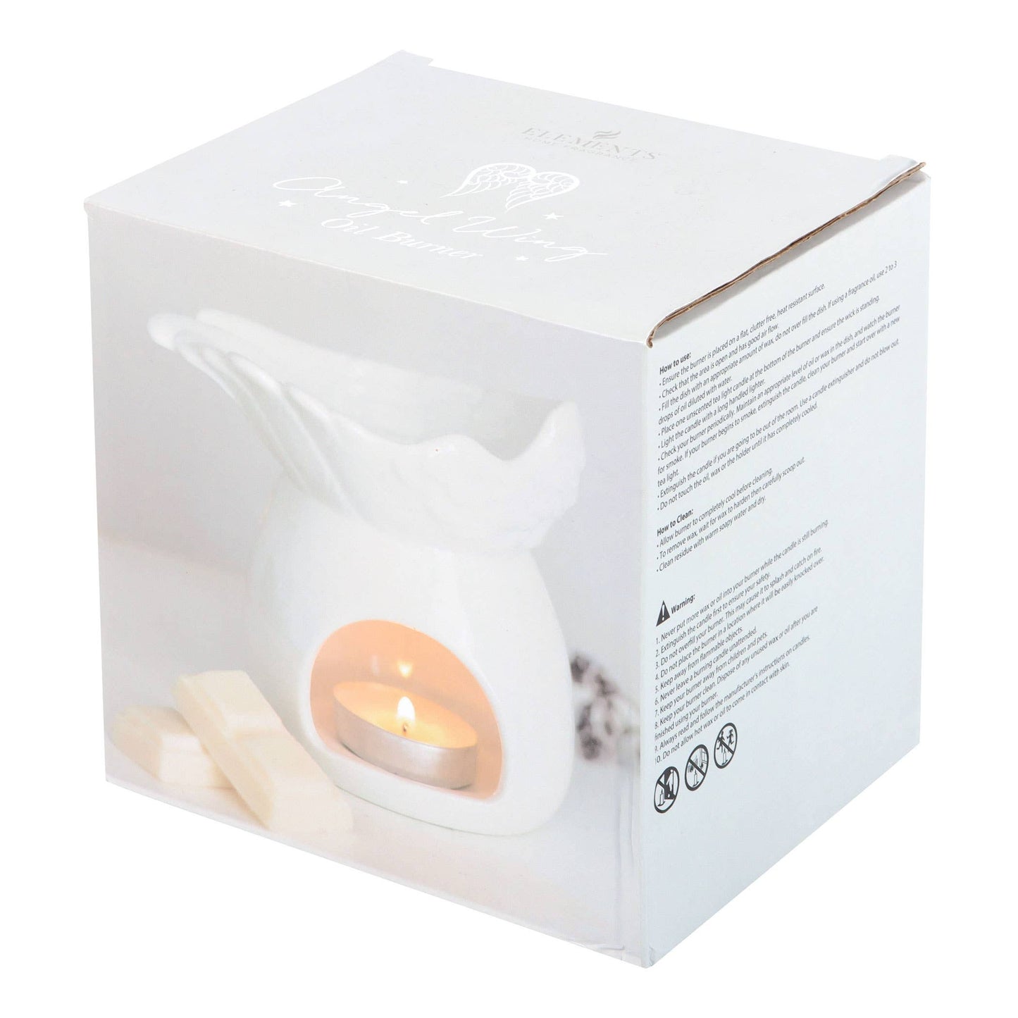 White Angel Wing Dish Oil Burner