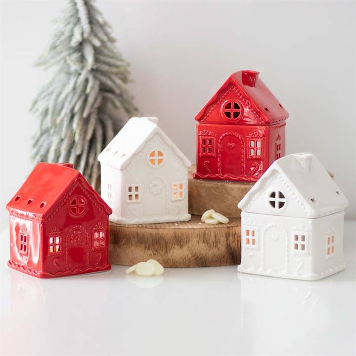 White Christmas Gingerbread House Tealight Wax Warmer