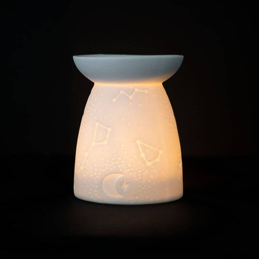 White Ceramic Constellation Tealight Wax Warmer