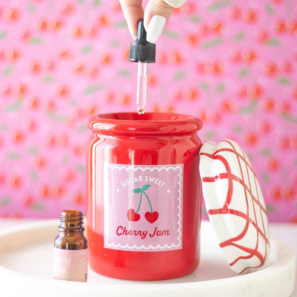 Cherry Jam Jar Tealight Wax Warmer